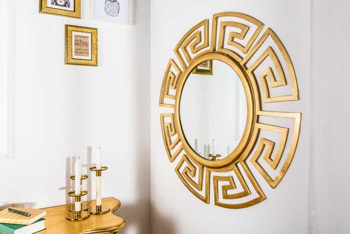 Glamorous design spiegel EUPHORIA XL 85cm gouden wandspiegel handgemaakt van metaal - 38744