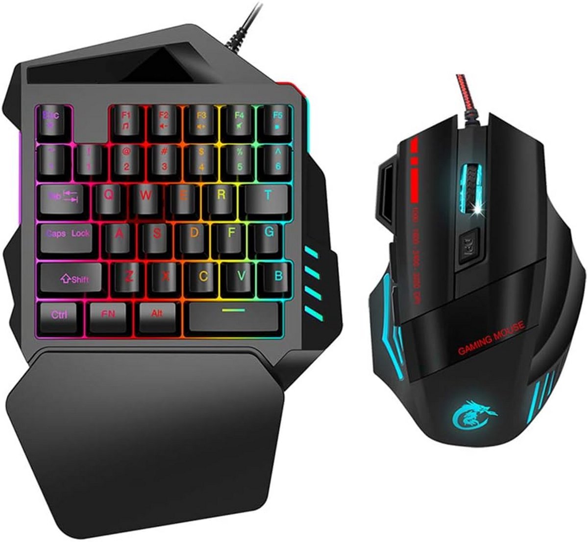 Ergonomische Gaming Toetsenbord en Muis Combo met Verstelbare DPI en LED Verlichting