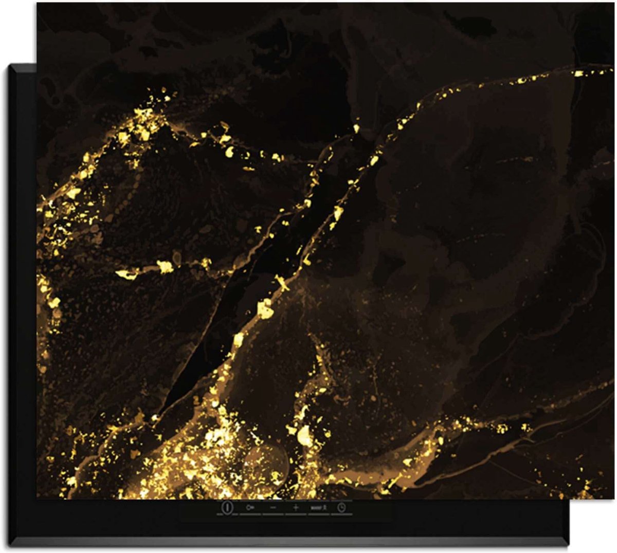 KitchenArt - Gilded Marble – Inductie Beschermer - 70x52 cm - Kookplaat Beschermer - Luxe Afdekplaat Inductieplaat - Anti-slip & Oprolbaar - Beschermmat Inductiekookplaat