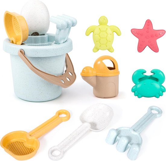 Leuk Weinig Babyjongen Met Het Spelen In De Zandbak Peuter Met Stuk Speelgoed Emmer En Schop Voor Zand Beeldverhaalvector 92438491