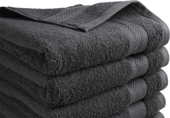 DoubleDry Handdoeken 50 x 100 - set van 12 - Hotel kwaliteit 500 g/m2 - 12x Anthracite