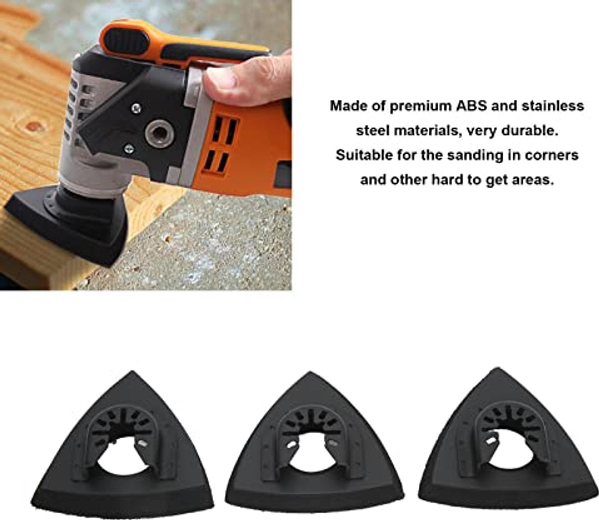 3 stuks Oscillerende Driehoek Schuurzool, Multi-Tool Delta Schuurschijf Oscillerende Multitool Schuurzool Quick Release Set