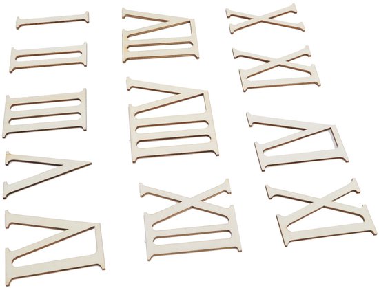 12 stks Houten Romeinse Cijfers Vorm Hout Numeriek Cijfers Ornamenten Craft Decoratie (4cm hoog