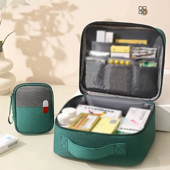 Ensemble de boîtes à pilules - 2 pièces - Vert - Sac à médicaments