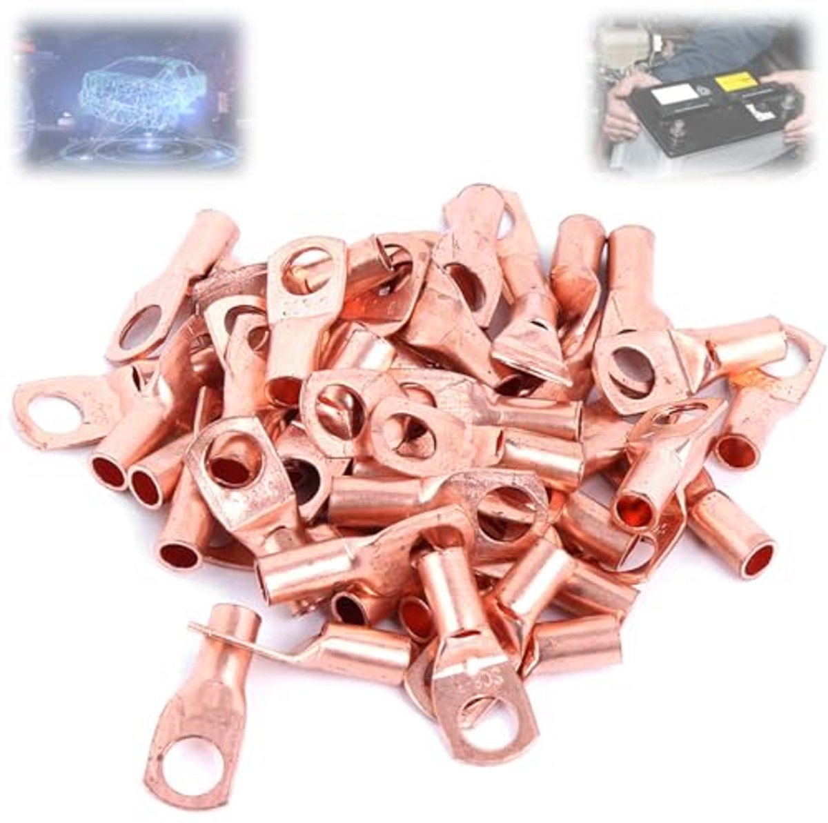 Zware Draad Lugs`` 50st Koperen Ring Lug Terminal Kabel Koudgeperste Krimpconnectoren Terminals sc6-6, gesloten End Crimp Connectors