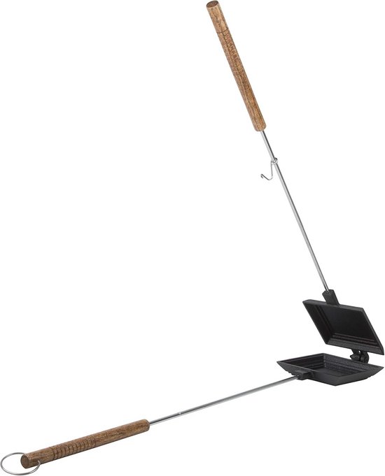 Dubbel Tosti IJzer voor Open Vuur en BBQ - Gietijzeren Broodrooster