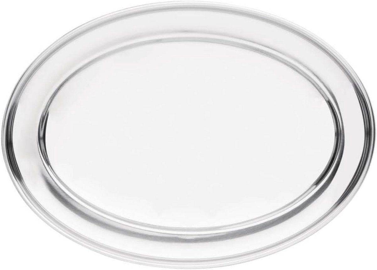 Ovaal RVS Serveerblad Diamater 45 cm Gepolijst