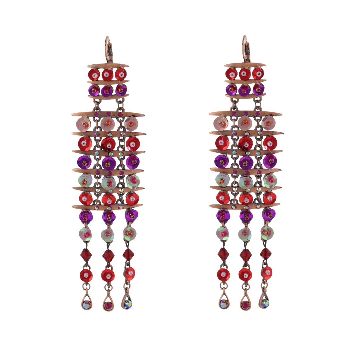 Behave - Lange oorhangers dames - Statement look - Lovertjes paars rood