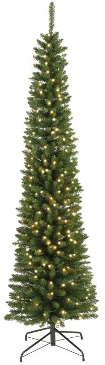Everlands Pencil pine - smalle kunstkerstboom met verlichting groen 2,4m x 70cm