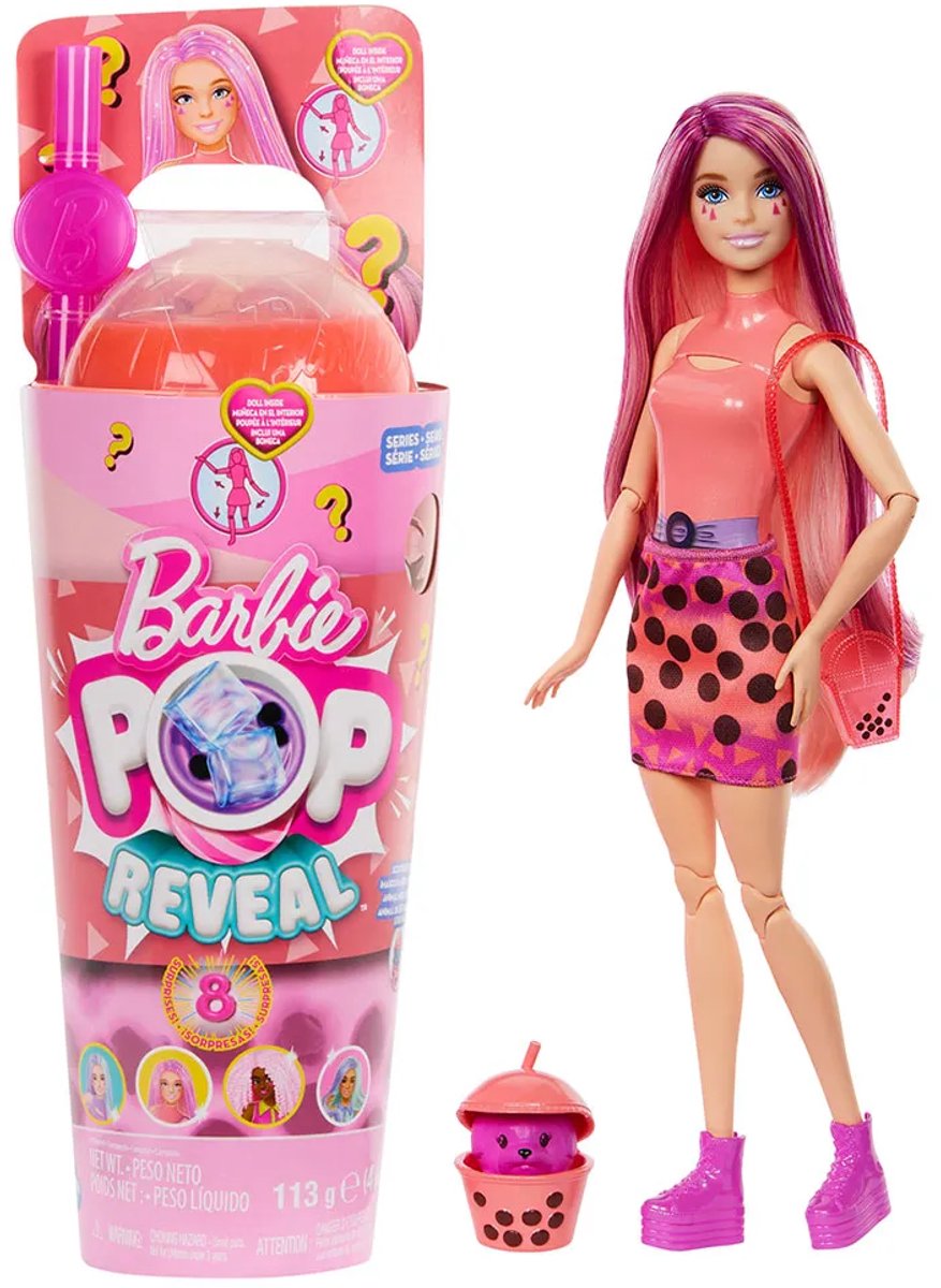 Barbie Pop Reveal Boba Serie Zacht Roze