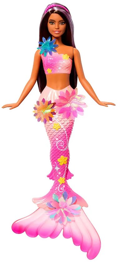 Barbie Flower Magic Zeemeerminpop – Magische Bloemen die Bloeien - Bruin & Roze