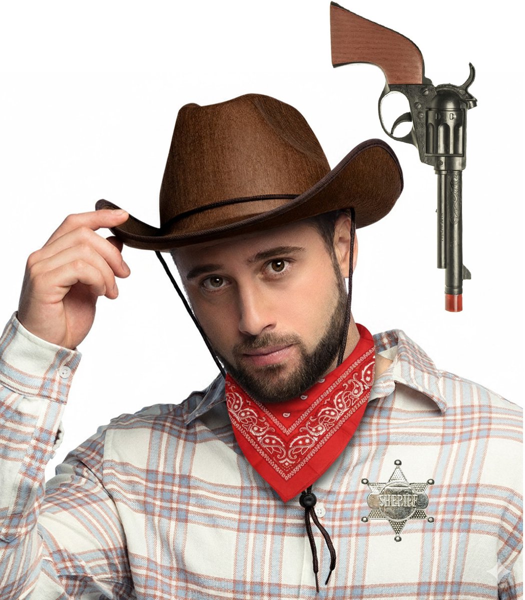 Chapeau Cowboy Enfant à Large Bord – Sangle Réglable – Western – Unisexe – Pour Jeux De Rôle, Fêtes, Extérieur