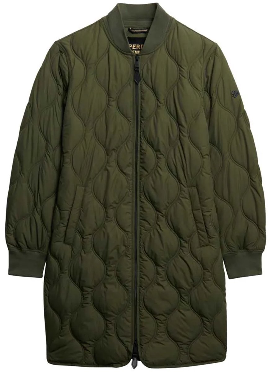 Superdry Long Quilted Liner Jas Dames Groen