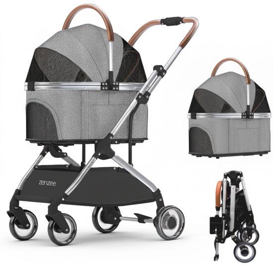 Zenzee Hondenbuggy - Hondenwagen Inklapbaar - Grijs - tot 15 kg