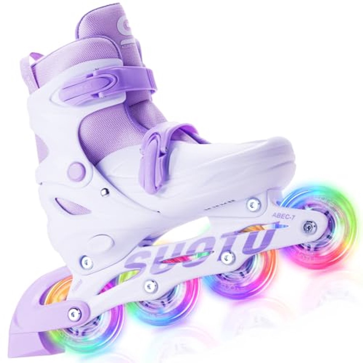 Verstelbare Inline Skates voor Kinderen met Luminous Wielen - Paars/Wit, Maat L