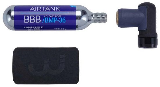 BBB Cycling Co2 Pomp Racefiets AirPush - Minipomp Co2 Adapter Inclusief Co2 Patroon en Beschermhoes - BMP-111