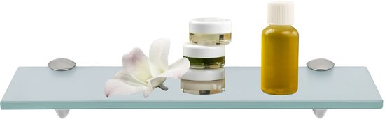 Étagère de salle de bain en Verres - Étagère de douche - Étagère en verre - Étagère murale de salle de bain - Étagère de salle de bain Étagère en verre - Fixation murale - 50 x 10 cm Verre mat