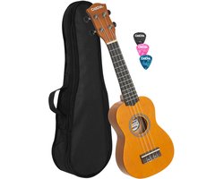 Cascha HH 3964 sopraan ukelele geel met tas en plectra