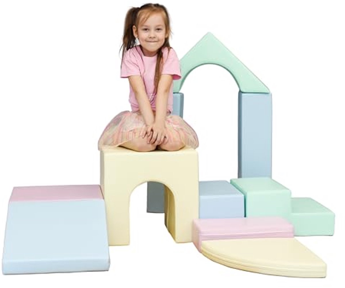 Zachte Foam Speelblokken voor Kinderen - Soft Play Module Speelgrond Speelset (Pastel)