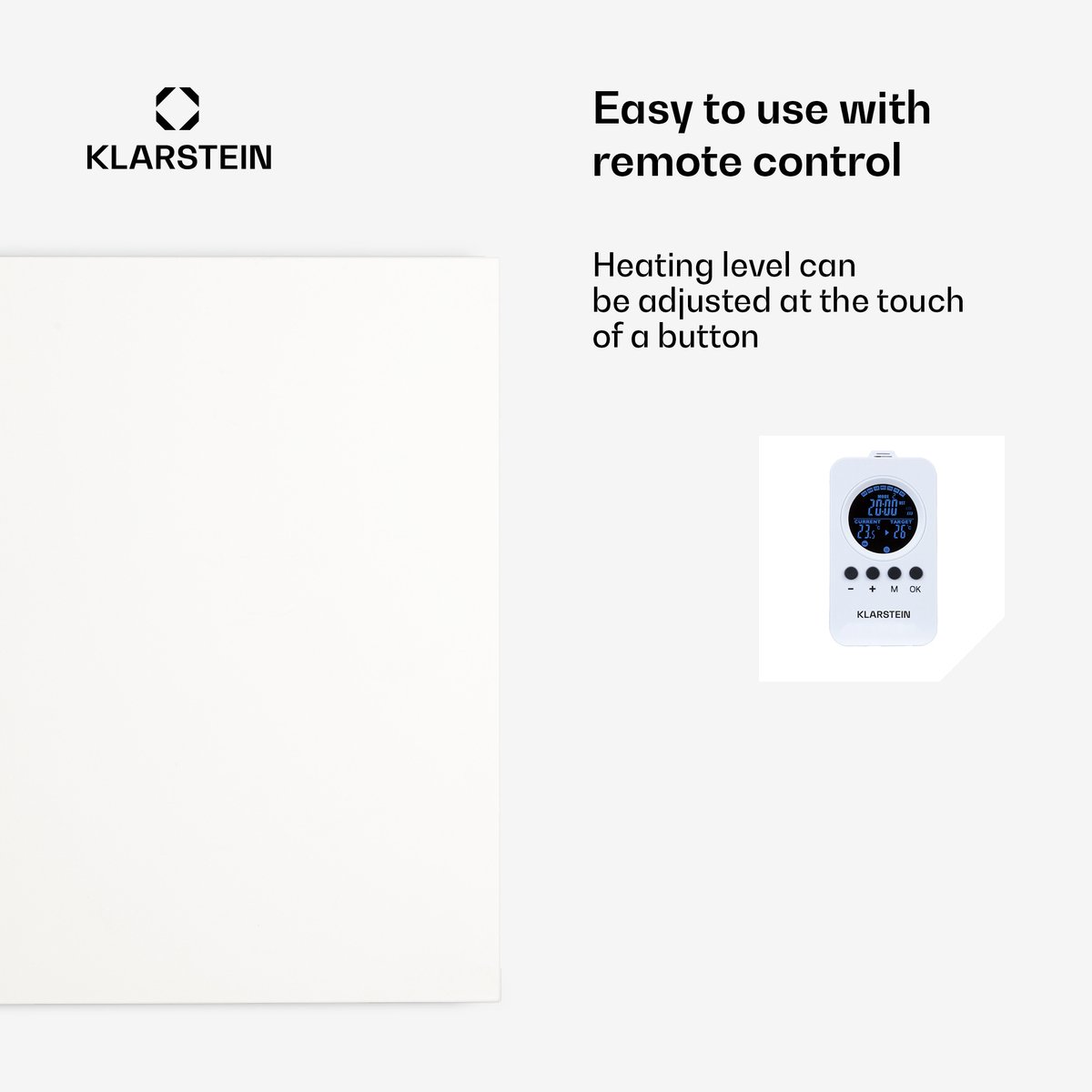 Klarstein infrarood verwarming met thermostaat, 720W elektrische verwarming, infrarood verwarming voor wandmontage, IR-paneel met afstandsbediening & timer, platte badkamerradiator, CO₂-vrije wandverwarming – foto 2