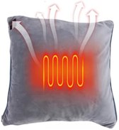 Silvergear Warmtekussen Grijs 40x40 cm - 3 standen - Elektrisch Verwarmd Kussen - Heating Pillow - USB Oplaadbaar - Draadloos Elektrisch Kussen - Infrarood