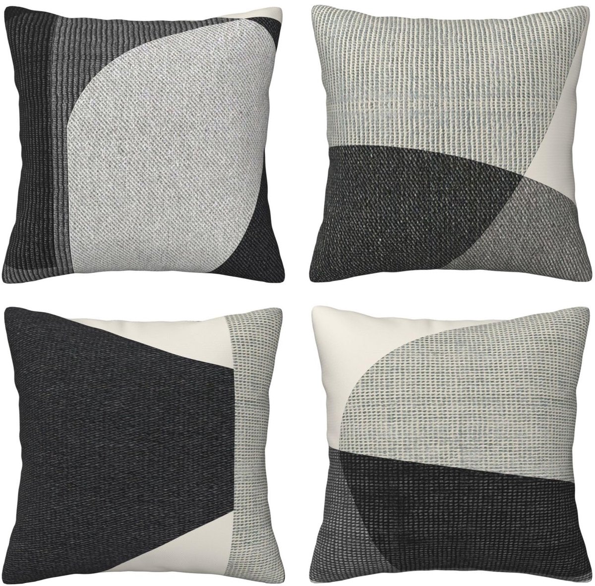 Unyqoos Set van 4 decoratieve kussenslopen in fluweel met abstract ontwerp zwart grijs