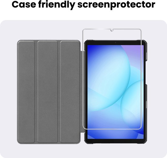 Protecteur d'écran et étui de tablette gris.