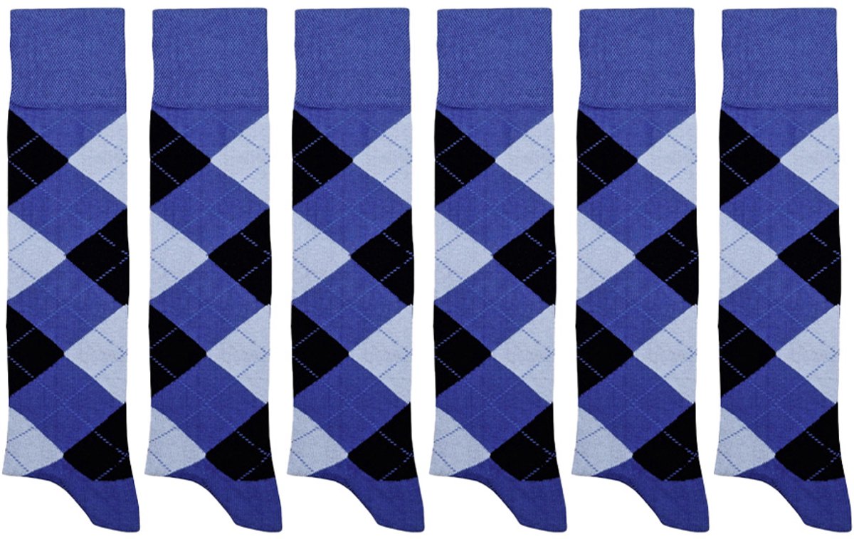 Kniekousen voor dames | Gekamd katoen | Kleur: Blauw | Maat: 35-38 / 39-42 | 6 paar