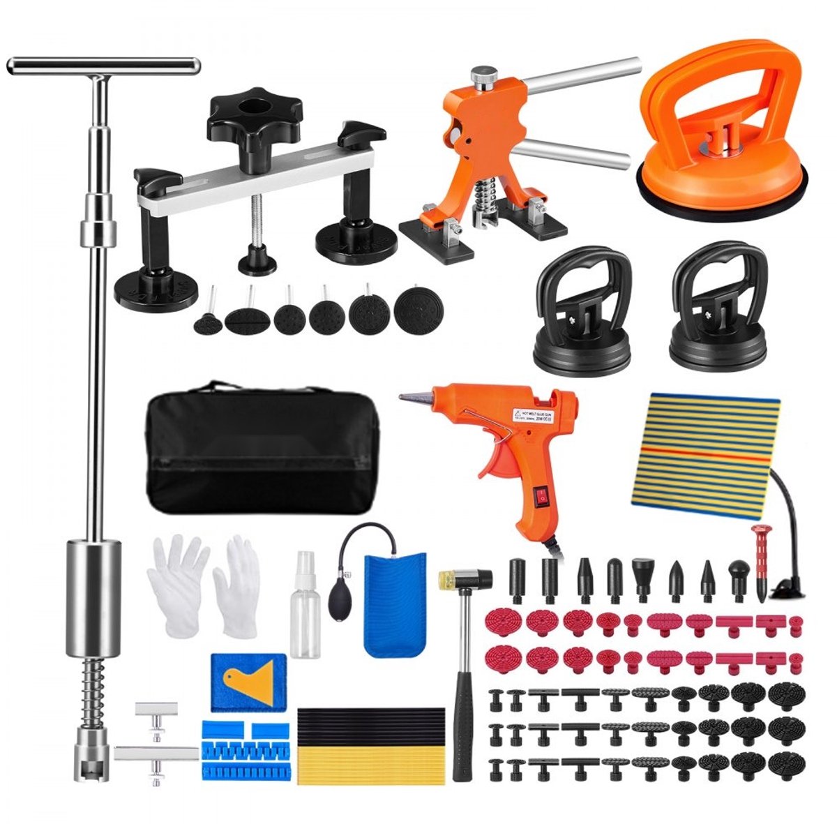 Deukreparatieset Auto en Deukverwijderaar - 107-delige PDR Set - Zuignap Lifter - Brugdeuktrekker - 2-in-1 Schuifhamer - 50 Treklipjes + 6 Brugtrekkerlipjes