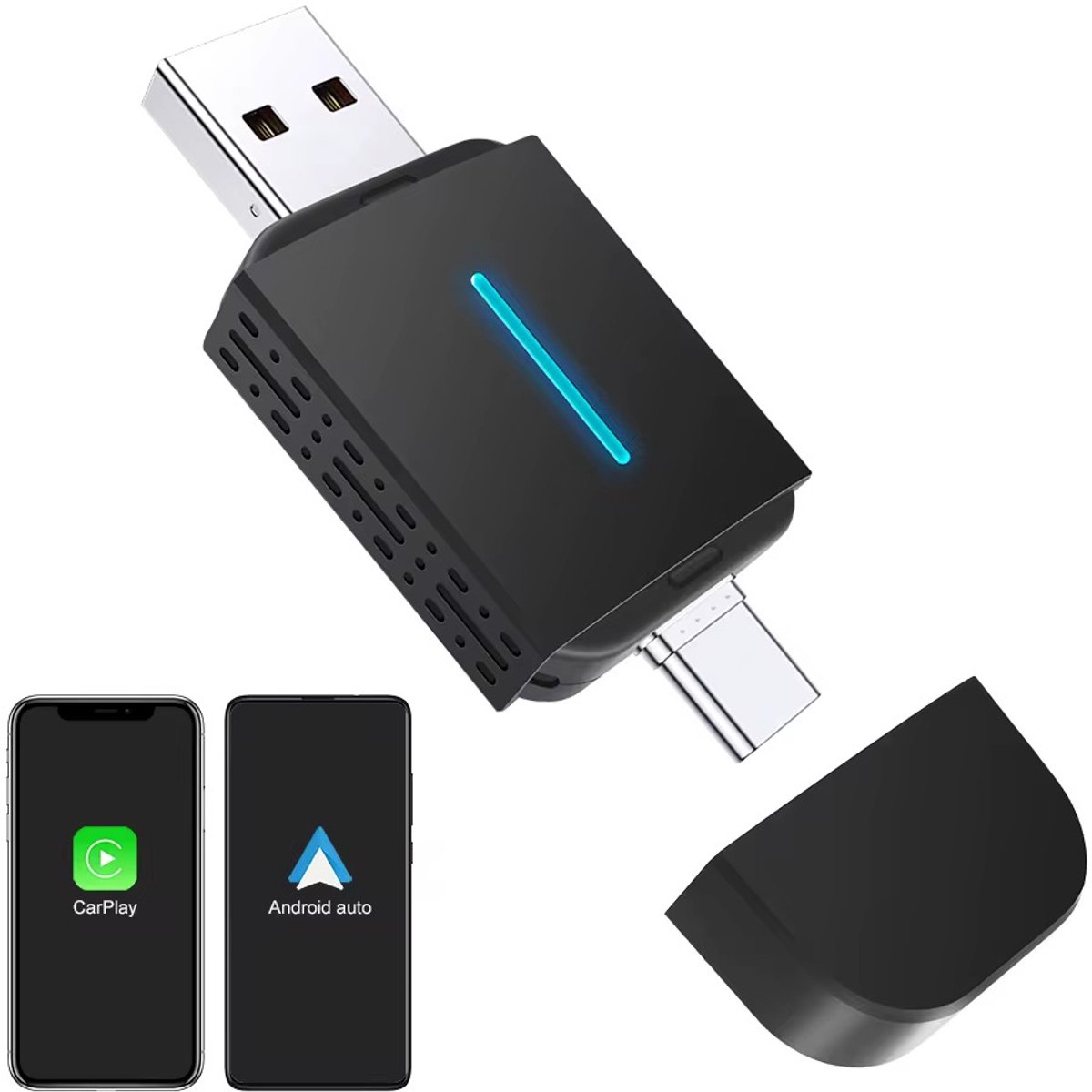 Draadloze CarPlay & Android Auto Adapter USB – Mexhive Wireless Dongle voor iPhone en Android, Plug & Play, Compact - Afbeelding 2