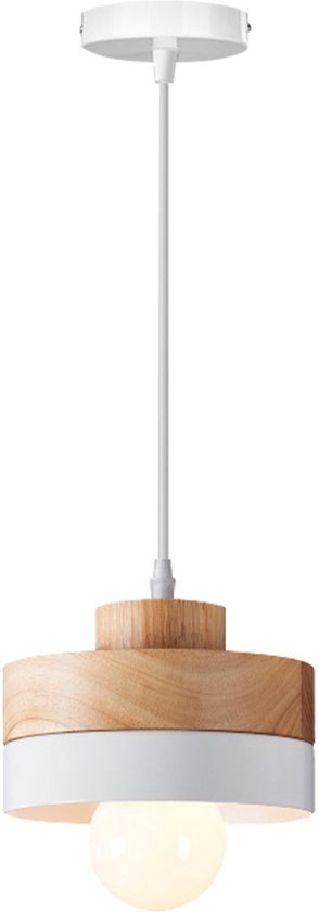Hanglamp Moderne Hout Kroonluchter Ronde voor Slaapkamer E27 Plafondlamp Woonkamer Wit