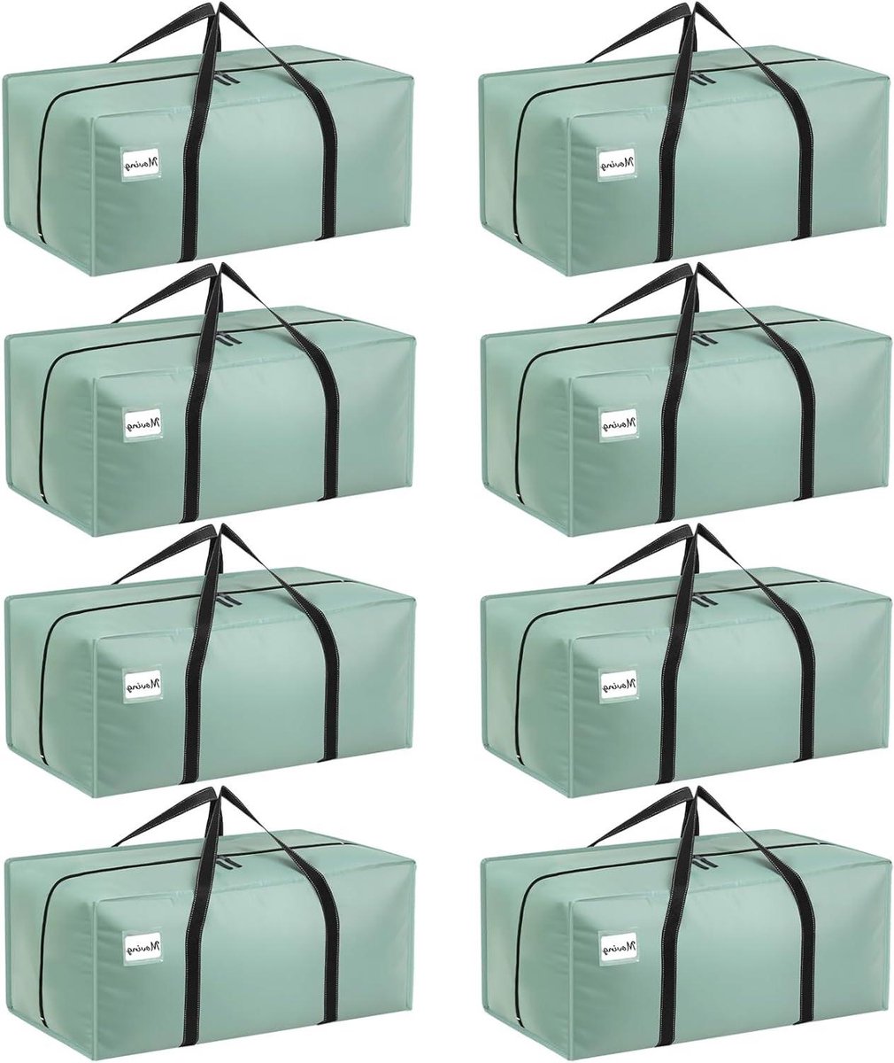 EGoods - 120 liter Opbergtassen Set van 8 - Heavy-duty Verhuisdozen Waterdicht en Opvouwbaar - Ideaal voor Verhuizing, Camping, Kledingopslag