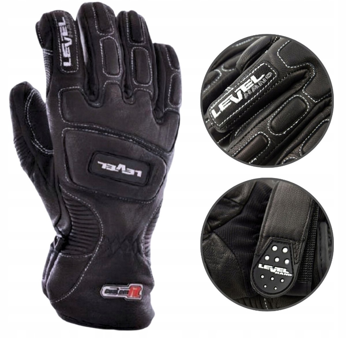 Level Ski Handschoenen Unisex Leer Zwart Maat S