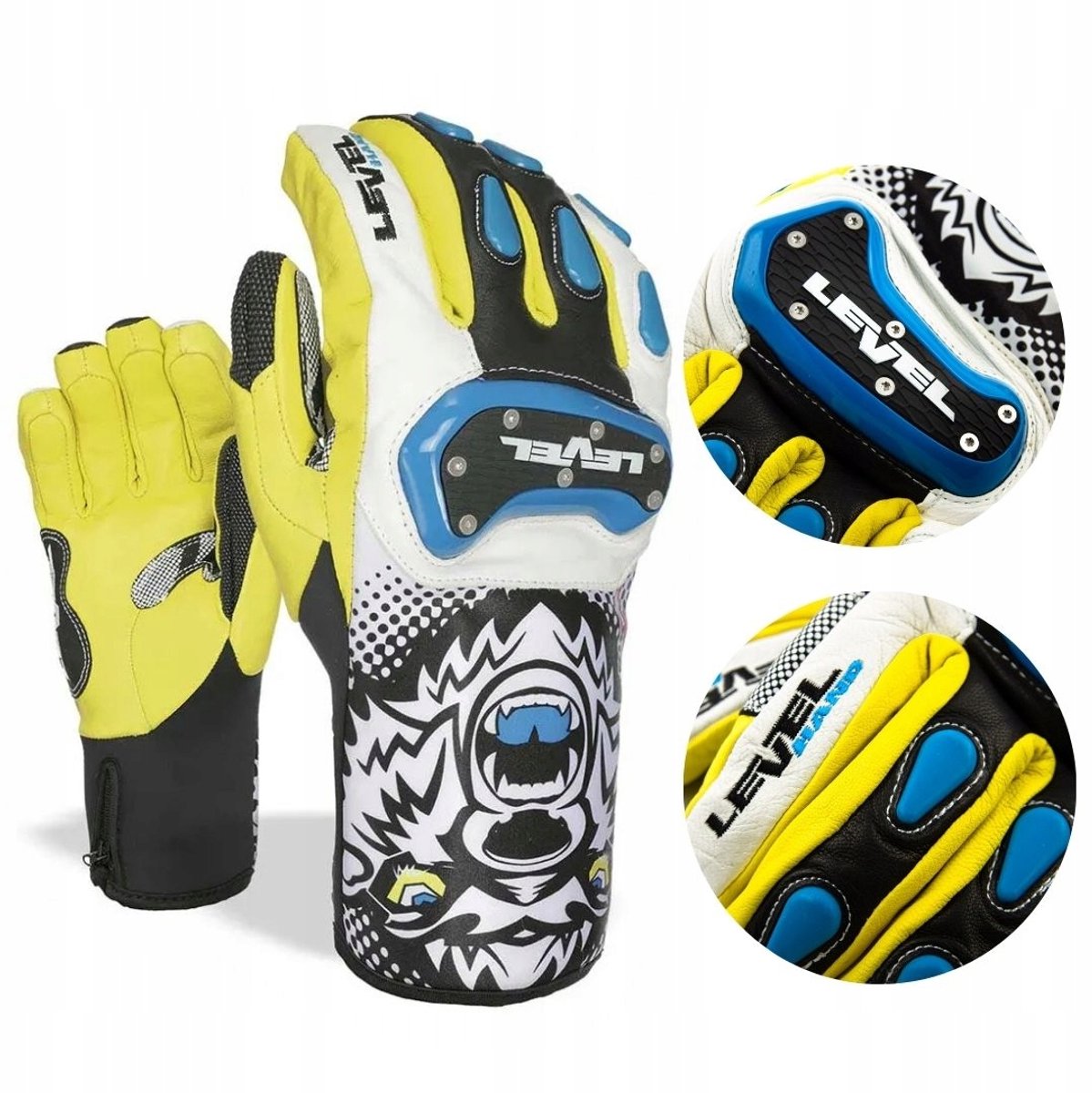 Level Race Speed Skihandschoenen Heren Leer /6 Zwart