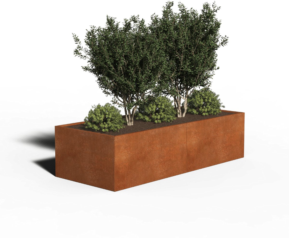 Cortenstaal Plantenbak Rechthoek | 240 x 100 x 60 | Zonder bodem