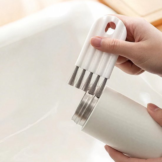 4 stuks gekrulde kierenreinigingsborstels, ergonomische witte kunststof kierenborstel voor kopjes, flessendeksels en toetsenborden, multifunctionele kleine reinigingsborstel geschikt voor slaapkamer, keuken en kantoor — afbeelding 2