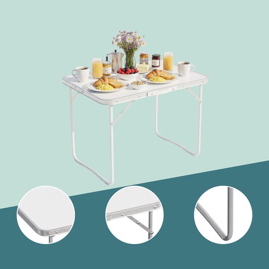 Campingtafel inklapbaar - 68,5x70x50 cm - lichtgewicht - wit — afbeelding 5