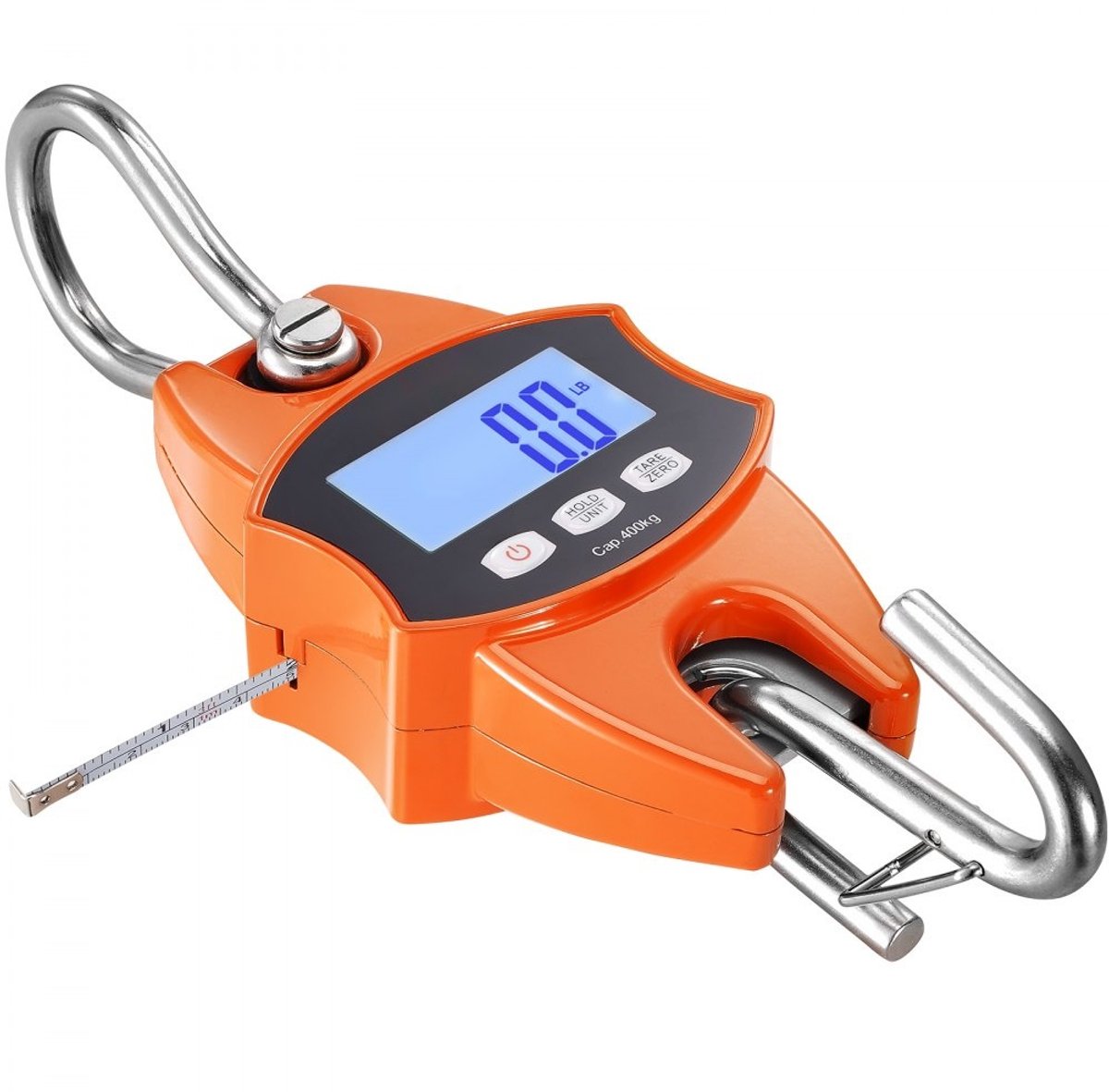Kraanweegschaal - Digitale hang- en trekweegschaal - Capaciteit 0,15-400 kg - Nauwkeurigheid 0,05 kg - LCD-scherm - Ingebouwd meetlint 1 m - Meting in kg en N - Industrieel
