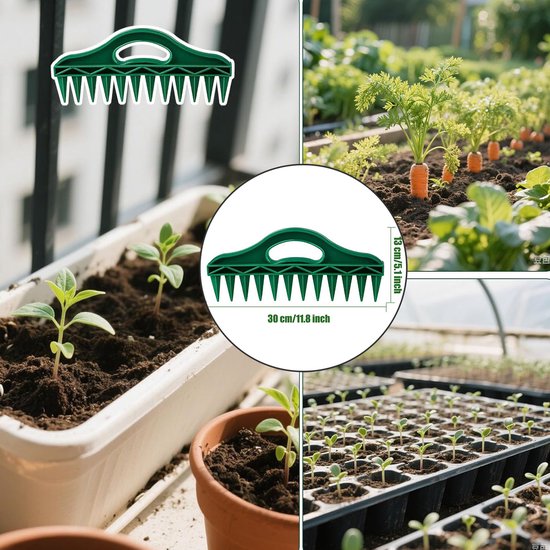 2-delige zaaimachineset - Zaadverdeler - Harkopeningmachine - Zaaimachine - Zaadafstandhouder - Zaaimachine met meerdere gaten - Opkweken van zaailingen - Tuingereedschap - Geschikt voor het planten van gewassen en het zaaien van planten - Groen van Merkloos	 — afbeelding 4