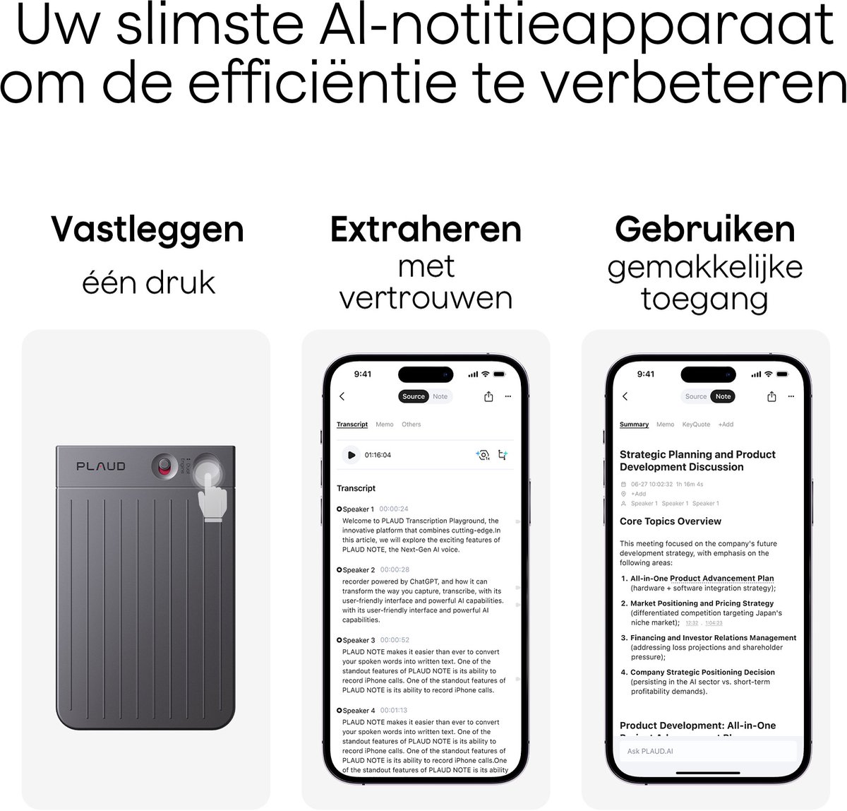 PLAUD LLM Voice Recorder Starlight 64GB met MagSafe Hoes - afbeelding 3