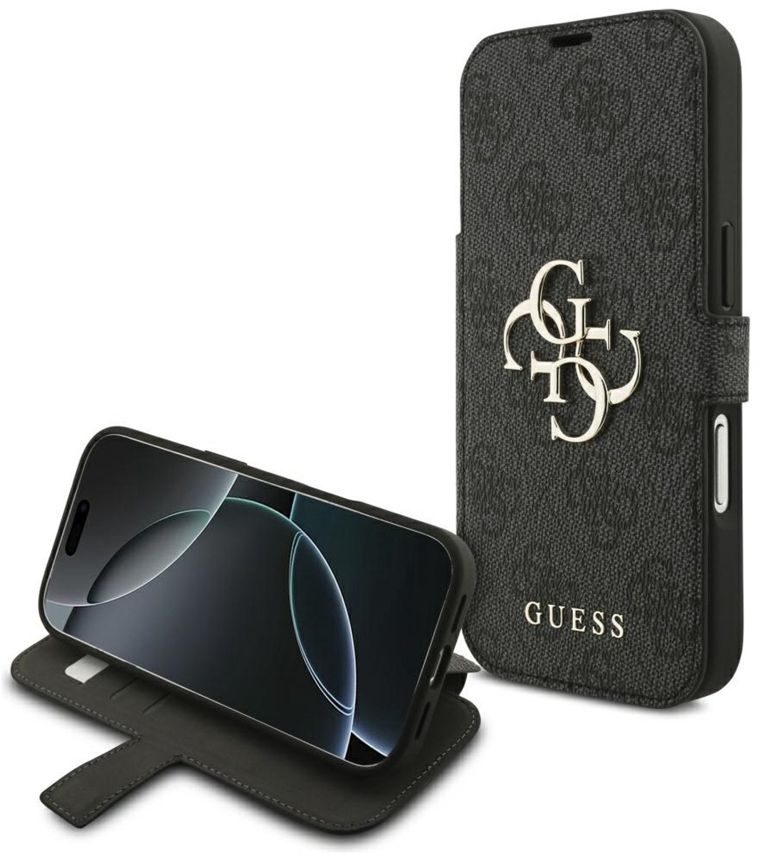 Guess 4G Big Metal Logo Book Wallet Case hoesje voor iPhone 17 Pro - Zwart