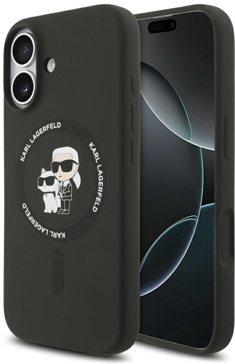 Karl Lagerfeld Case Silicone Karl&Choupette Ring Voor Iphone 17 Magsafe
