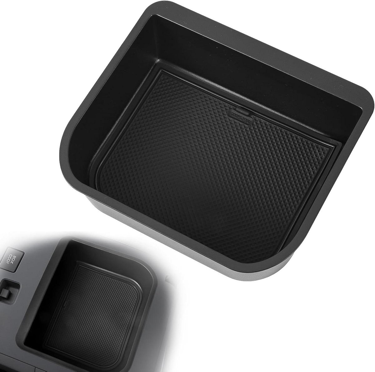 EGoods - Middenconsole Koelbox Organizer met Siliconen Pad voor Prado 250/GX 550 - ABS Zwarte Opberglade voor Armsteun - Geschikt voor Koelboxen - Ruime Opbergruimte