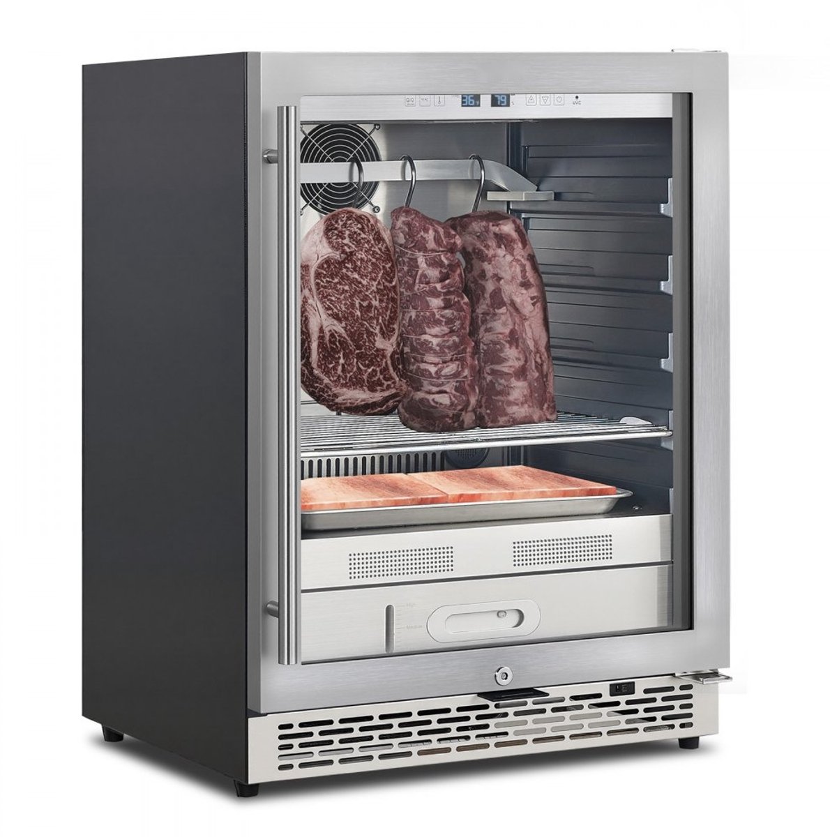 Dry Age Koelkast voor Vlees - Vleesrijpingskast - 45 kg Capaciteit - Nauwkeurige Temperatuur- en Vochtigheidsregeling - Voor Steaks en Rundvlees - Thuiskeuken en Horeca
