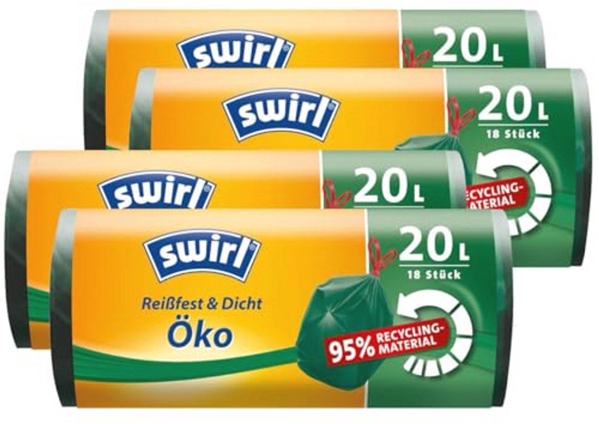 Eco Vuilniszakken 20 liter met Trekkoord - 18 Stuks/Rol