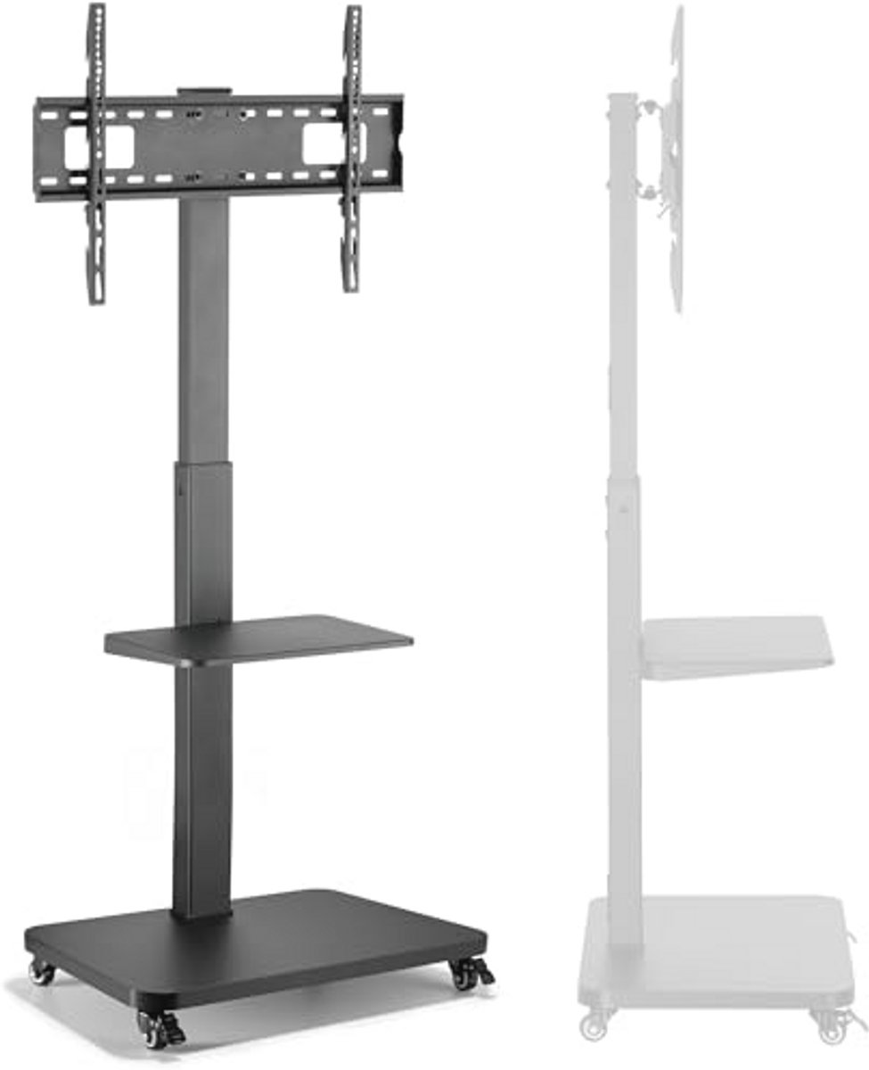 Mobiele Tv-standaard Oprolbaar en Hoogte Verstelbaar voor TV's tot 75 Inch