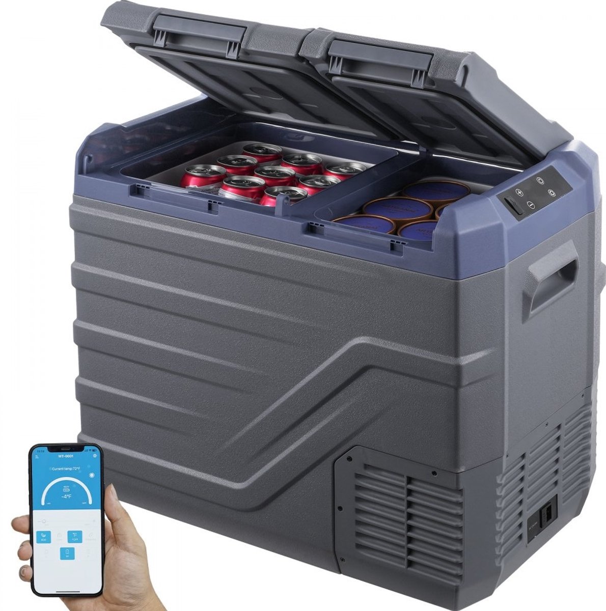 Autokoelkast 40L - Draagbare Compressor Koelbox Dubbele Zone - 12/24V DC & 100-240V AC - Temperatuurbereik -20°C tot 20°C - Koelen en Vriezen - Voor Auto, Camper, Camping