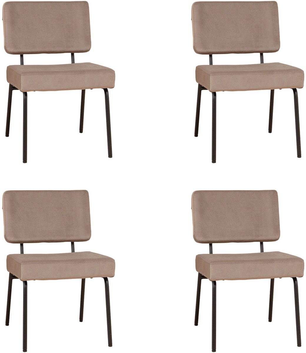 Bronx71 Velvet eetkamerstoel Espen taupe - Eetkamerstoelen set van 4 - stoel