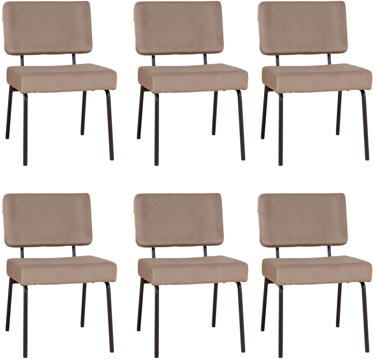 Bronx71 Velvet eetkamerstoel Espen taupe - Eetkamerstoelen set van 6 - stoel