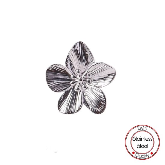 Ring Borasi Bloem couleur argent | Acier inoxydable | Bagues pour femmes | Bijoux pour femmes | Sac cadeau de Luxe | Cadeau de dames |
